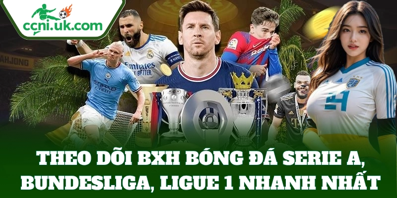 Theo dõi BXH Bóng Đá Serie A, Bundesliga, Ligue 1 nhanh nhất